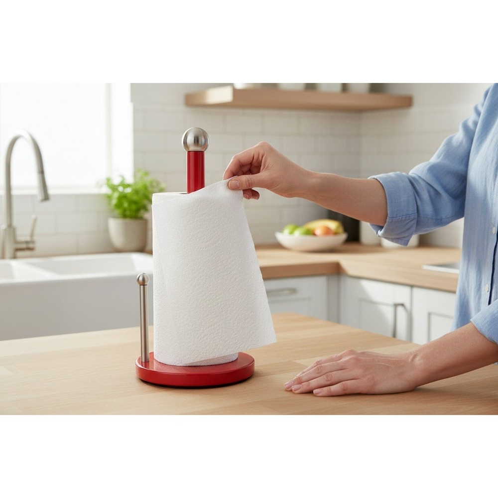 Cook's Corner Paper Towel Holder Kitchen OS Red Brand New Stainless Steel Trim